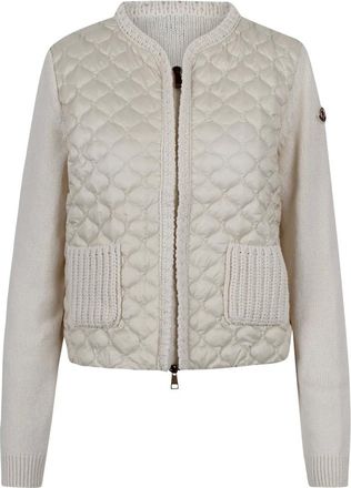 Moncler Winter Jackets, female, Beige, Size: M Geometric Quilted Padded Cardigan