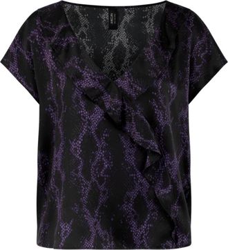 Marc Cain Zijden top met slangenprint - Dames - Blouses & Shirts - Veelkleurig - Maat: M Zijde