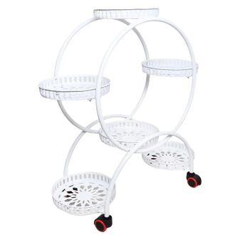 OEM Soporte Para Plantas, Dise&ntilde;o De 4 Niveles, Port&aacute;til Con Ruedas, Blanco