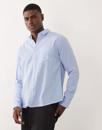 Cotton On Camicia a maniche lunghe testurizzata blu a righe