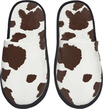 Generic Hotel Slippers Brown Cow Reusable Plush Slippers Lightweight Indoor Shoes For Home Hotel Women M