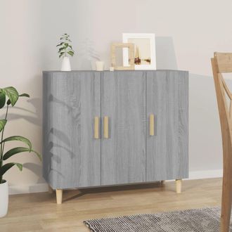 Berkfield Home Sideboard Grey Sonoma 90x34x80 cm Engineered Wood | Size: 90 x 34 x 80 cm