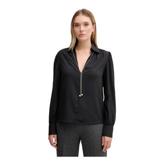Gaud&igrave; Overhemden, Dames, Zwart, L, Leer, V-hals Blouse