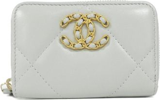 Chanel Gray Leather Coin Purse/Coin Case (Pre-Owned)