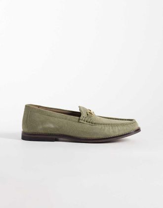 Asos Mocassini college in camoscio kaki-Verde
