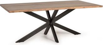 Giner&Colomer Mesa de comedor en madera acacia natural y patas de metal negro