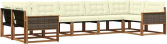 vidaXL Conjunto De Sof&aacute;s De Exterior 7 Uds. Natural Y Crema Vidaxl