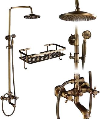 OEM Kit De Ducha De Lat&oacute;n Antiguo, Dise&ntilde;o De Doble Manija, Funci&oacute;n De Altura Ajustable, Soporte De Lat&oacute;n Antiguo C