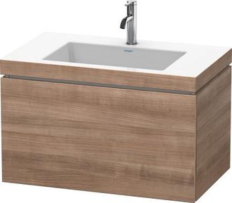 Duravit Lavabo Para Muebles Duravit L-cube C-bonded Con Base, Colgante, 80x48 Cm, 1 Extra&iacute;ble, Sin Rebosadero, 3 Agujeros Para Grifos, Color: Cerezo Del Tesin