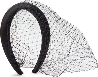 Jennifer Behr Tori Voilette Veil Satin Headband - Black - One Size