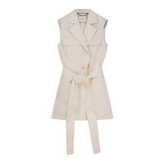 Joseph Diafa Mouwloze Jas - Dames - Gillet - Beige - XS - Katoen - Kostuums