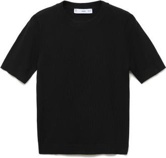 Mango Short Sleeve Sweater in Black at Nordstrom, Size X-Large