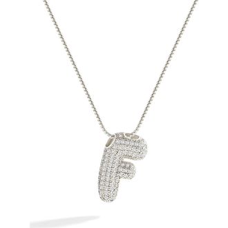 Mint & Lily Pave Bubble Initial Necklace in Silver /Letter F at Nordstrom