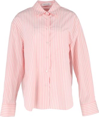 Frankie Shop Oversized Stripe Poplin Shirt in Pink Cotton
