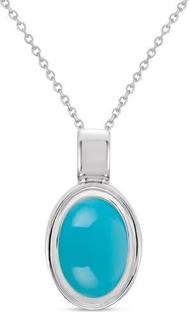 Allurez Oval Natural Cabochon Moss Agate Pendant Necklace 14K 0.72ct in Turquoise, White Gold at Nordstrom, Size 18