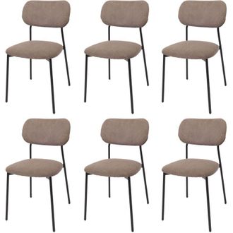 Hhg [NON UTILIZZATO] Set di 6 sedie da pranzo HHG-064, poltroncina da cucina imbottita, velluto a coste (330g/m²) metallo, taupe