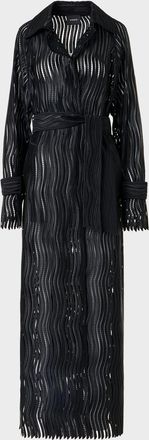 Akris Wave Embroidered Single-Breasted Long Coat