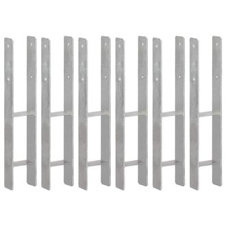 vidaXL Vidaxl - Anclajes De Valla 6 Uds Acero Galvanizado Plateado 10x6x60 Cm