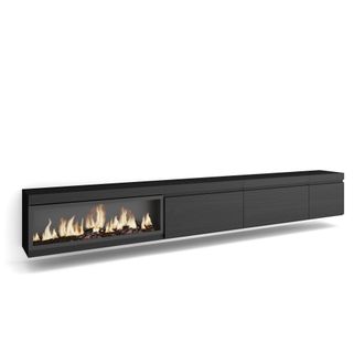 Skraut Home Skraut Home - Mueble Tv, Televisi&oacute;n, Muebles De Sal&oacute;n, Almacenaje, 317x45x35 Cm, Chimenea El&eacute;ctrica Xxl, Colgado, Suspendido, Estilo Moderno, Negro