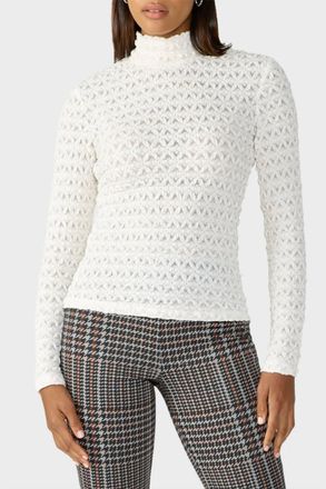 Sanctuary Lace Mock Neck Top In Milk