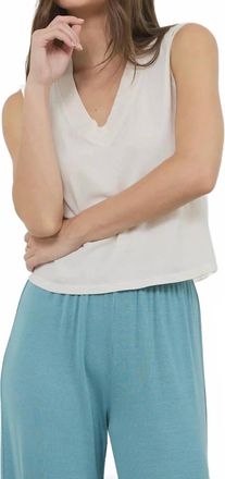 La Made Staple V-Neck Tank Top In Ecru