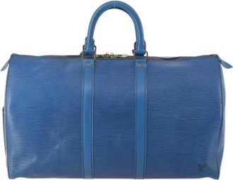 Louis Vuitton Vintage, unisex, Blauw, ONE Size, Leer, Pre-owned Weekend Bag