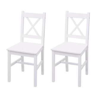 Hhg Hhg - Nunca Usado] Juego De 2 Sillas De Comedor 467, Sill&oacute;n Silla De Cocina, Madera Maciza Casa De Campo, Blanco