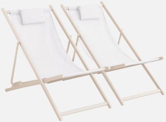 Sweeek Sweeek - Set di 2 sedie da giardino in acciaio pieghevole multi posizioni con cuscino