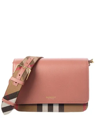 Burberry Check E-Canvas & Leather Shoulder Bag