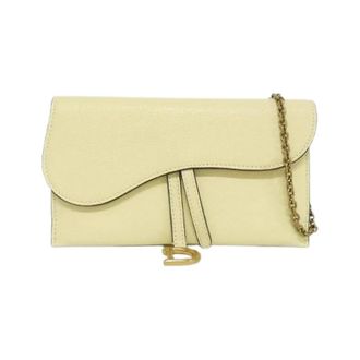 Dior Pre-owned Cross Body Bags, female, Yellow, Size: ONE SIZE Pre-owned Saddle Goatskin Long Wallet