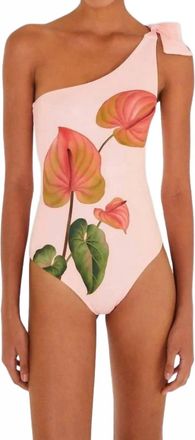 Farm Rio Anthurium One Piece Swimsuit In Light Pink