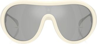 Moncler Cloche Clear Mirror Silver Pilot Unisex Sunglasses ME8004 50028V 35