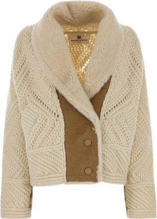 Ermanno Scervino Abrigo de Lana Virgen de Punto Trenzado - Jackets - Mujer - Beige - XS