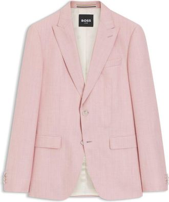 BOSS Slim-fit jacket in virgin wool, silk and linen