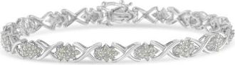 House of Brilliance Silver 1-1/2 Cttw Diamond Cluster X Link Tennis Bracelet in White at Nordstrom