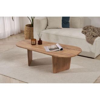 Dmora Mesa De Centro Dozza, Forma Ovalada, Tablero De Madera Nobilitada, Color Marr&oacute;n, 130x65x40h Cm Roble Con Nudos