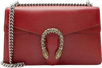 Gucci Red Leather Crystal Dionysus Medium Shoulder Bag (Authentic Pre-Loved)