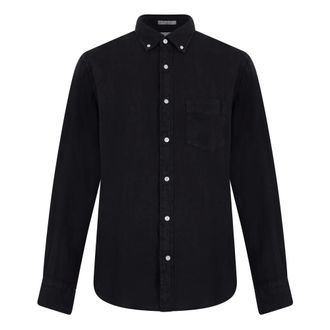 GANT Casual Shirts, male, Black, Size: L Linen Shirt