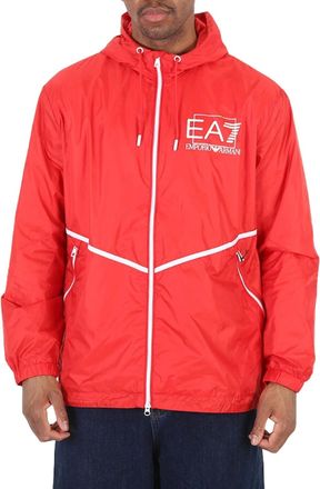 Emporio Armani Mens EA7 Bold Logo Red Hooded Jacket - Size: 40/Regular