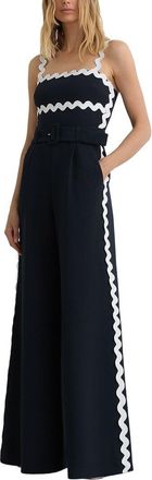 Reiss Dash Ric Rac Trim Wide Leg Jumpsuit