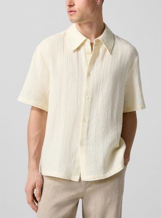 S&eacute;fr Mens Dayot textured ecru shirt