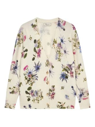 Blumarine floral-beaded cardigan - women - Fabric - S - Neutrals