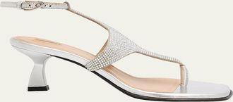 Nodaleto Dona Nova Embellished Metallic Leather Kitten-Heel Sandals