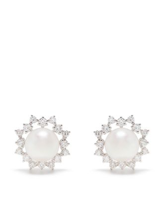 Tasaki Orecchini in oro bianco 18 carati con diamanti e perle Akoya - Argento