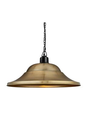 Industville Brooklyn Giant Hat Pendant, 21 Inch, Brass, Black Chain Holder