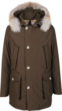 Woolrich Brown Cotton-Blend Detachable Fur Hood Parka