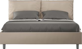 Itamoby Cama Doble Container 160x190 Cabecero Con Cojines Antea M Color: Beige - Versi&oacute;n: Con Caja De Almacenaje