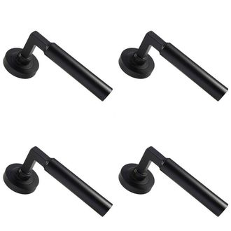 Loops 4x PAIR Straight Round Bar Handle on Round Rose Concealed Fix Matt Black