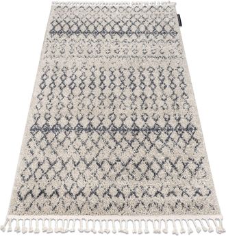 RugsX Rugsx - Alfombra Berber Agadir G0522 Crema/gris Franjas Bereber Marroqu&iacute; Shaggy Beige 160x220 Cm