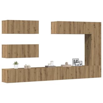 Berkfield Home 7 Piece TV Cabinet Set Wall-mounted Artisan Oak Engineered Wood in Brown